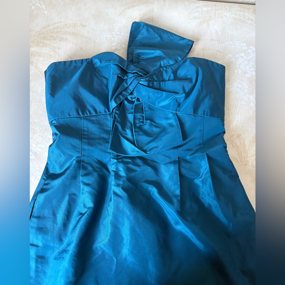 J. Crew Strapless Turquoise Bow Dress